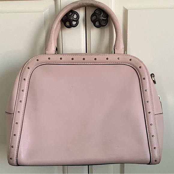Kate Spade Light Pink Zip Up Leather Studded Handbag Satchel - Picture 2 of 10